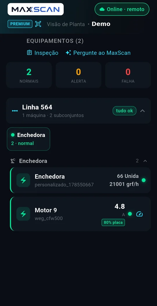 App MaxScan com a visão da planta